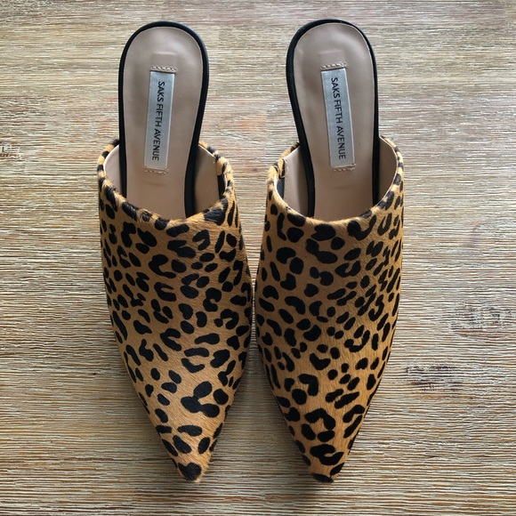 Saks Fifth Avenue Leopard-Print Calf Hair Mules - Picture 2 of 3
